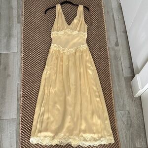 Reformation Butter Yellow Lace-Trim Slip Dress in Pale Yellow
